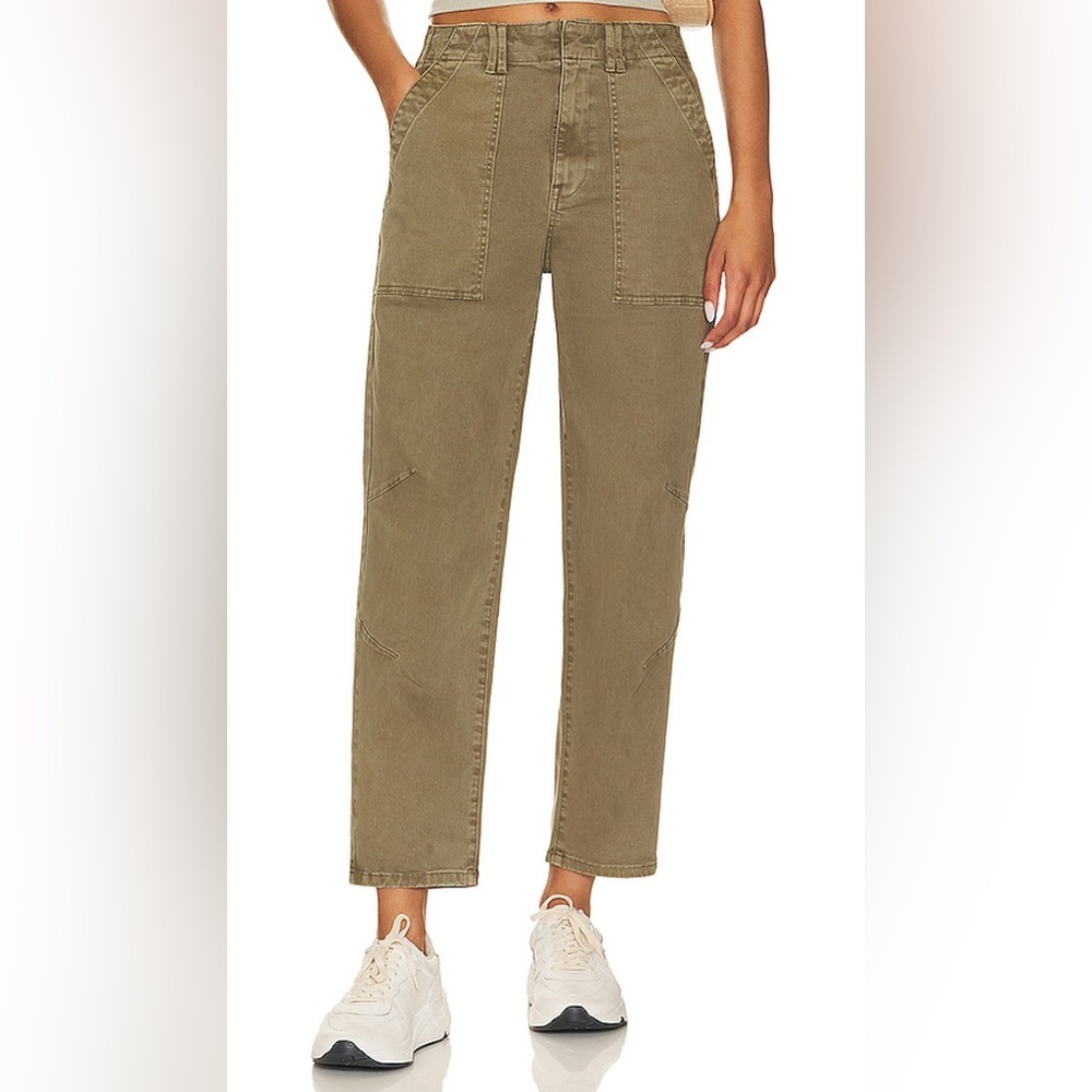 Pistola Pamela High Rise Straight Trouser in Kaki Size M - Picture 4 of 15